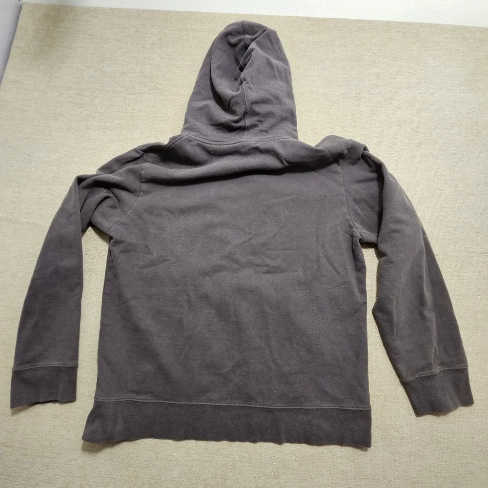 The North Face Mens Hoodie Charcoal Grey‎ Blue Logo Pullover Sweatshirt Size L